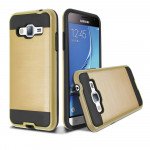 Wholesale Samsung Galaxy J7 (2015) Iron Shield Hybrid Case (Champagne Gold)